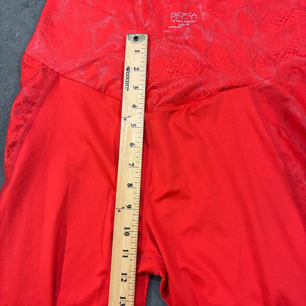 Sofia Active Red Leggings Snake Animal Print Cross Over Waist Women's Size XL - Picture 5 of 8